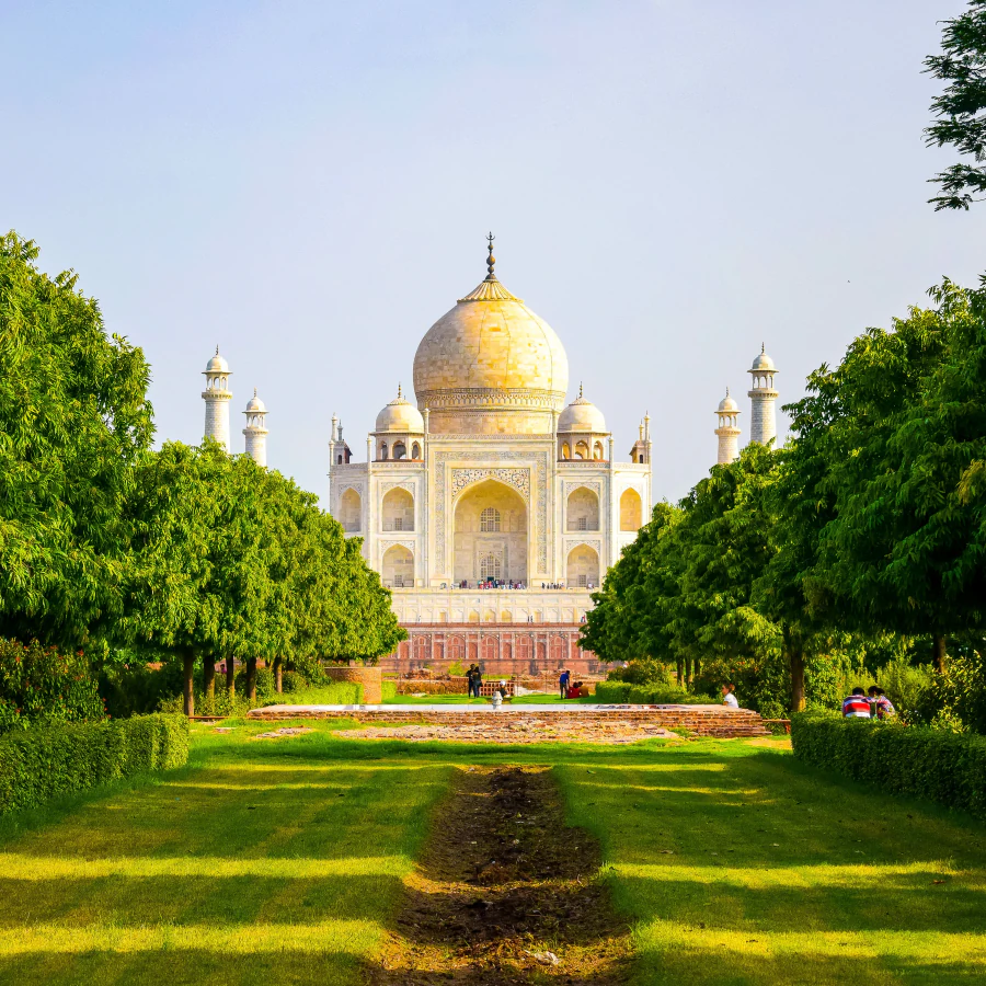 The Taj Mahal framed by its gardens
